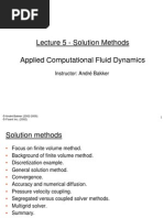 Lecture 5 - Solution Methods Applied Computational Fluid Dynamics