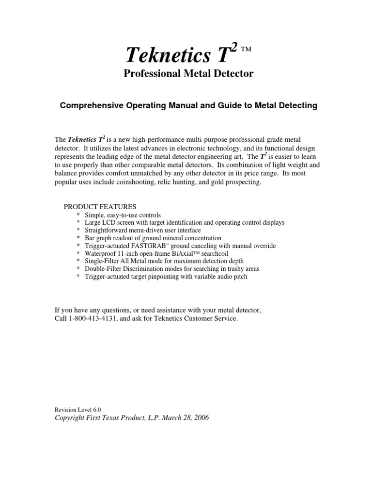 T2 Metal Detector Manual PDF Metal Detector