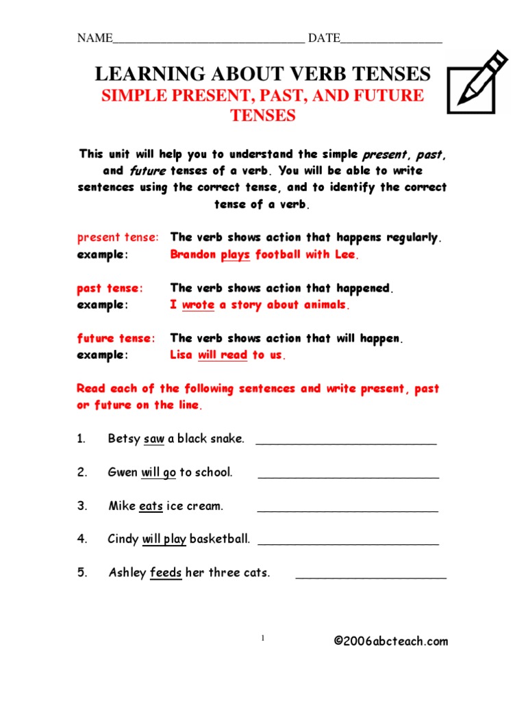 Grammar Simple Verb Tenses Grammatical Tense Verb