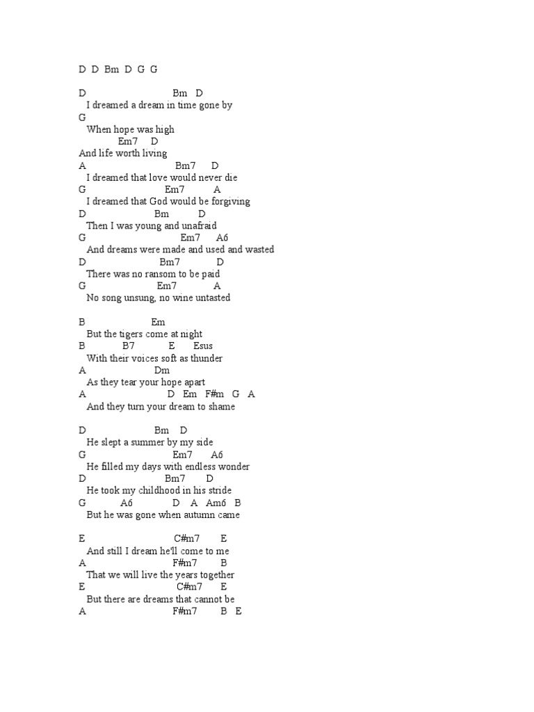 I Dreamed A Dream Chords | PDF