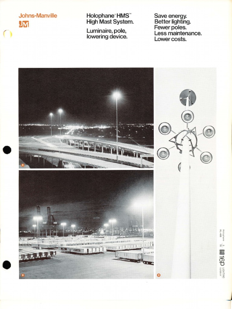Holophane HMS High Mast System Brochure 8-78 | PDF | Lighting | Cable