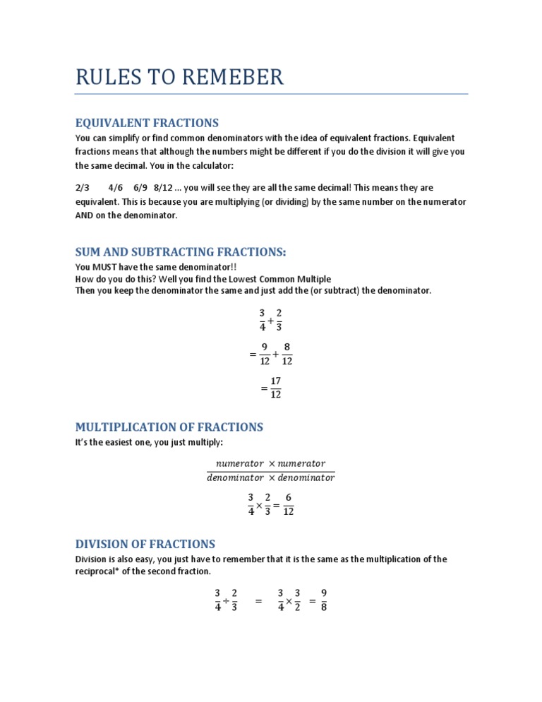 Understanding Fraction Operations | PDF