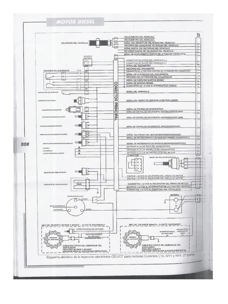Esquema eléctrico de la inyección electrónica Celect para motores