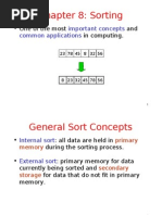 Chapter 8: Sorting: Important Concepts Common Applications