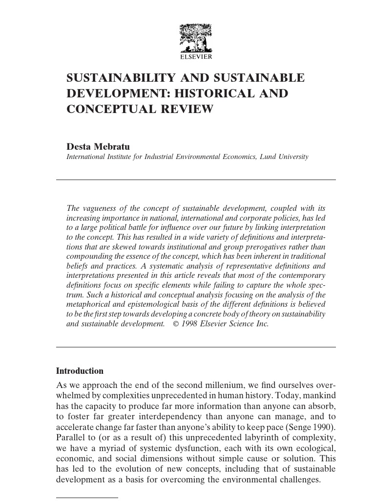 1998 Sustainability And Sustainable Development Historical And