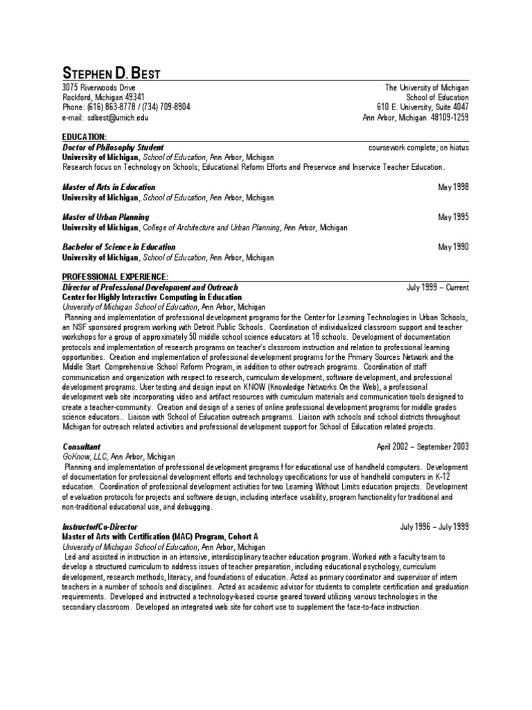 resume resources umich