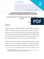 La Violencia Escolar, Evidencias Desde Ocho Colegios de Secundaria en Turrialba