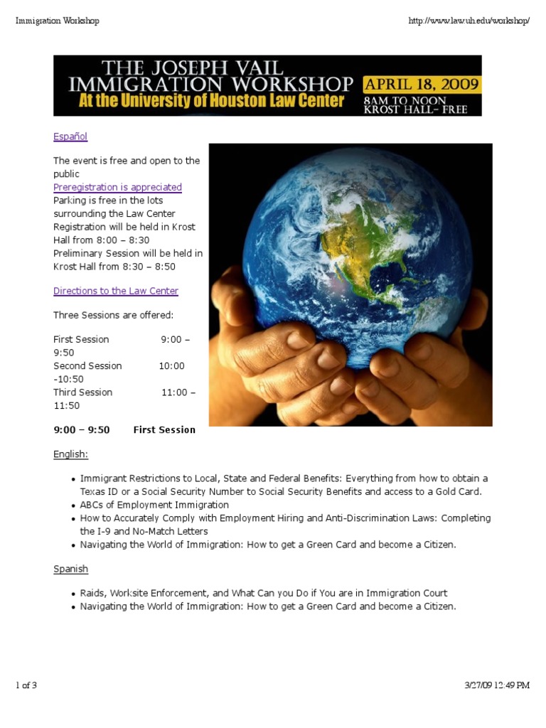 Free Immigration Workshop Details | PDF | Immigration | Cultural ...
