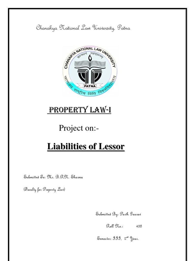 An Analysis of the Liabilities of a Lessor Under Property Law PDF Lease Leasehold Estate