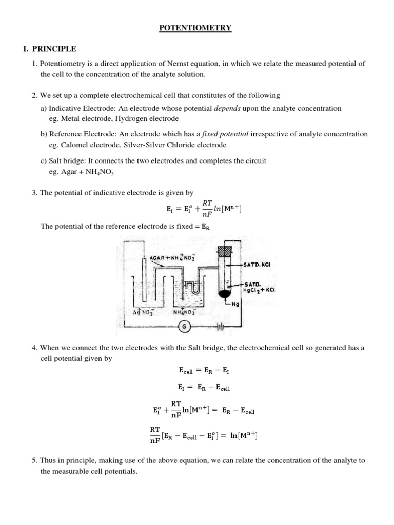POTENTIOMETRY PDF Titration Chemistry