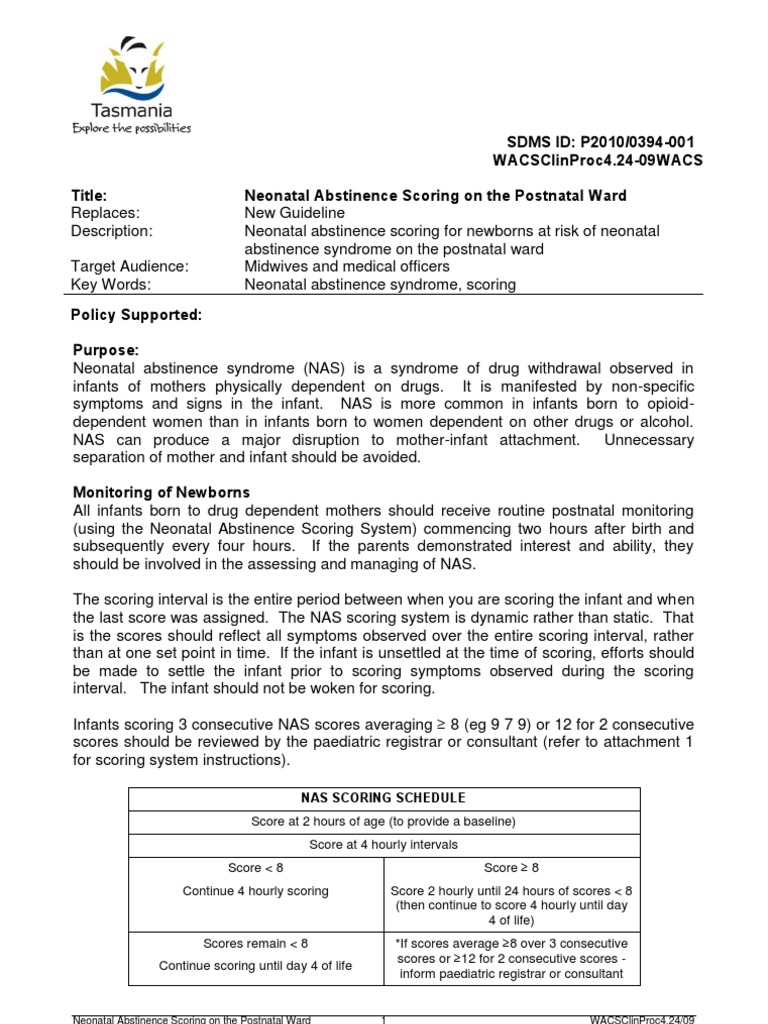 Neonatal abstinence scoring on the postnatal ward infants breastfeeding