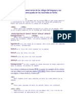 A Continuación Veremos Varios de Los Códigos Del Lenguaje y Sus Usos para Que El Alumno Pueda Ver Los Resultados en Forma Inmediata