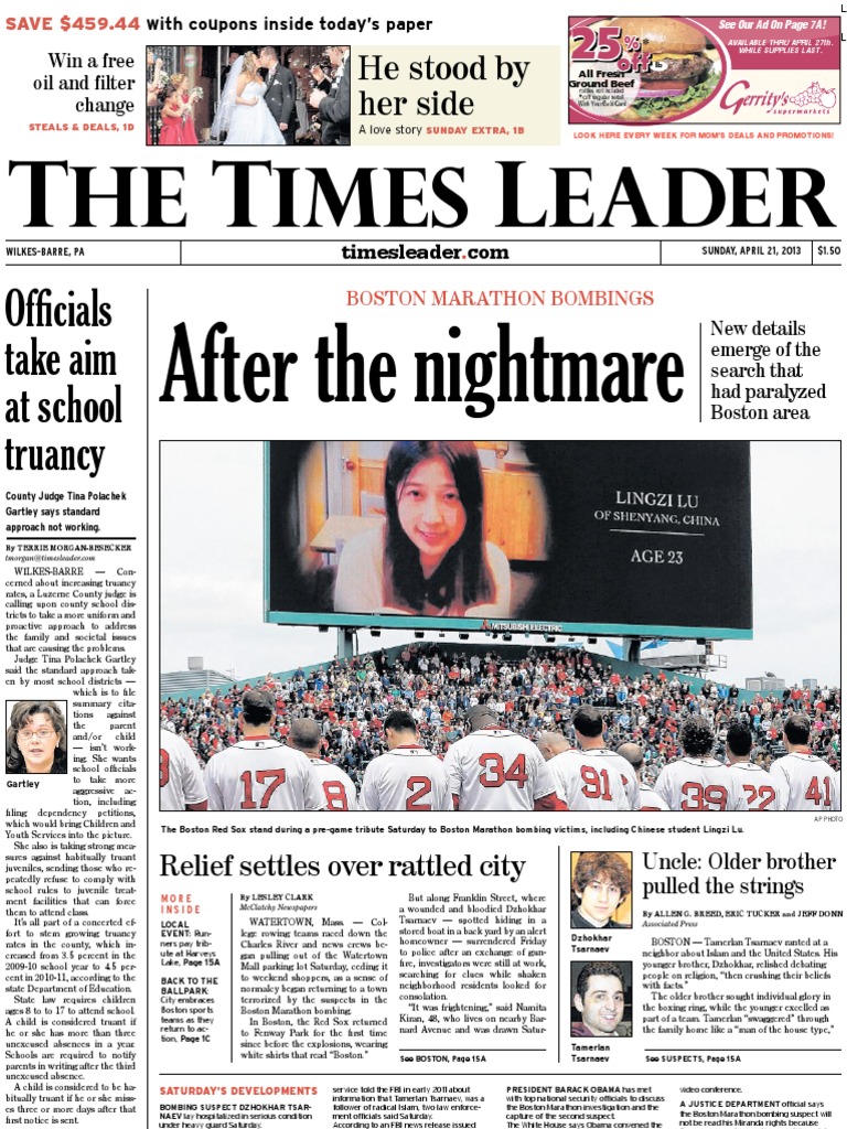 Times Leader 04-21-2013 PDF Dzhokhar Tsarnaev Bashar Al Assad