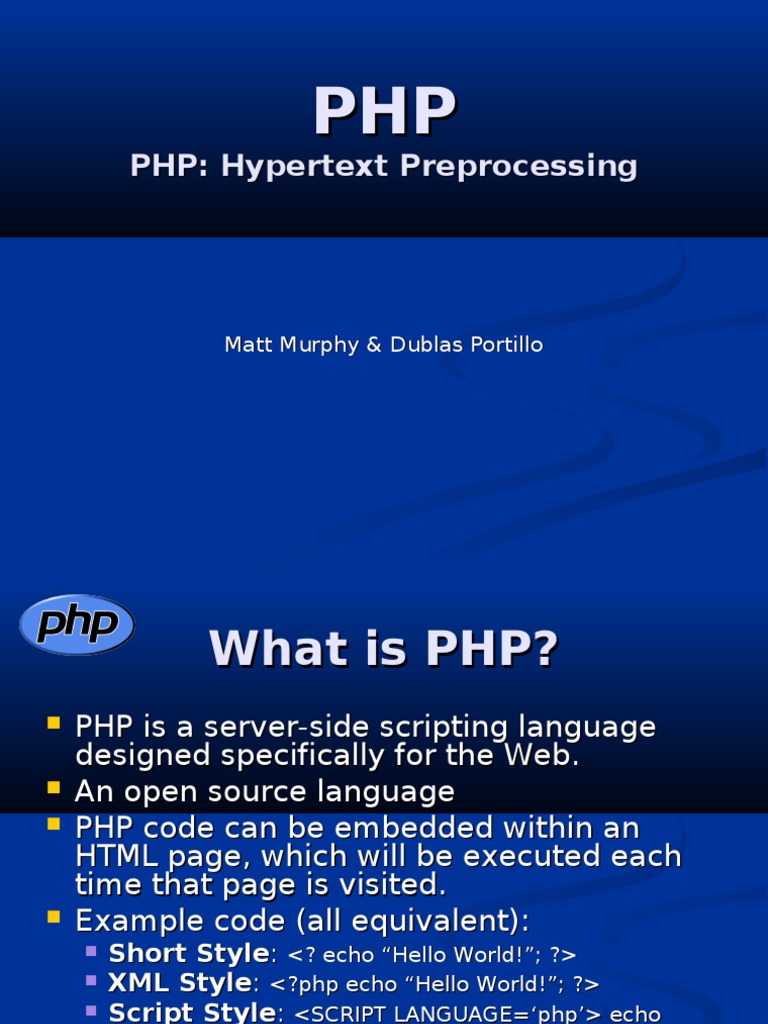 Featured image of post Php Example Code Hello World : You need a file like:
