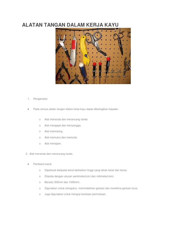 Alatan Tangan Dalam Kerja Kayu Pdf