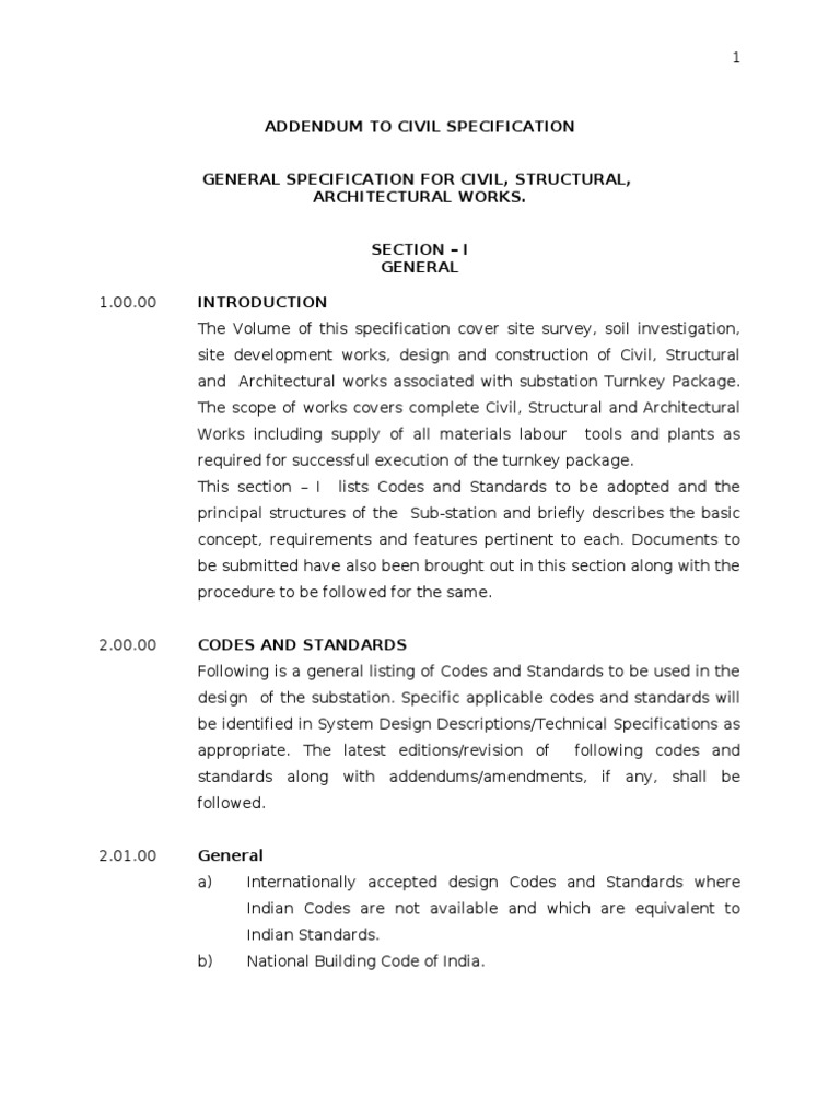 Civil Specification for Substation Works | PDF | Concrete ...