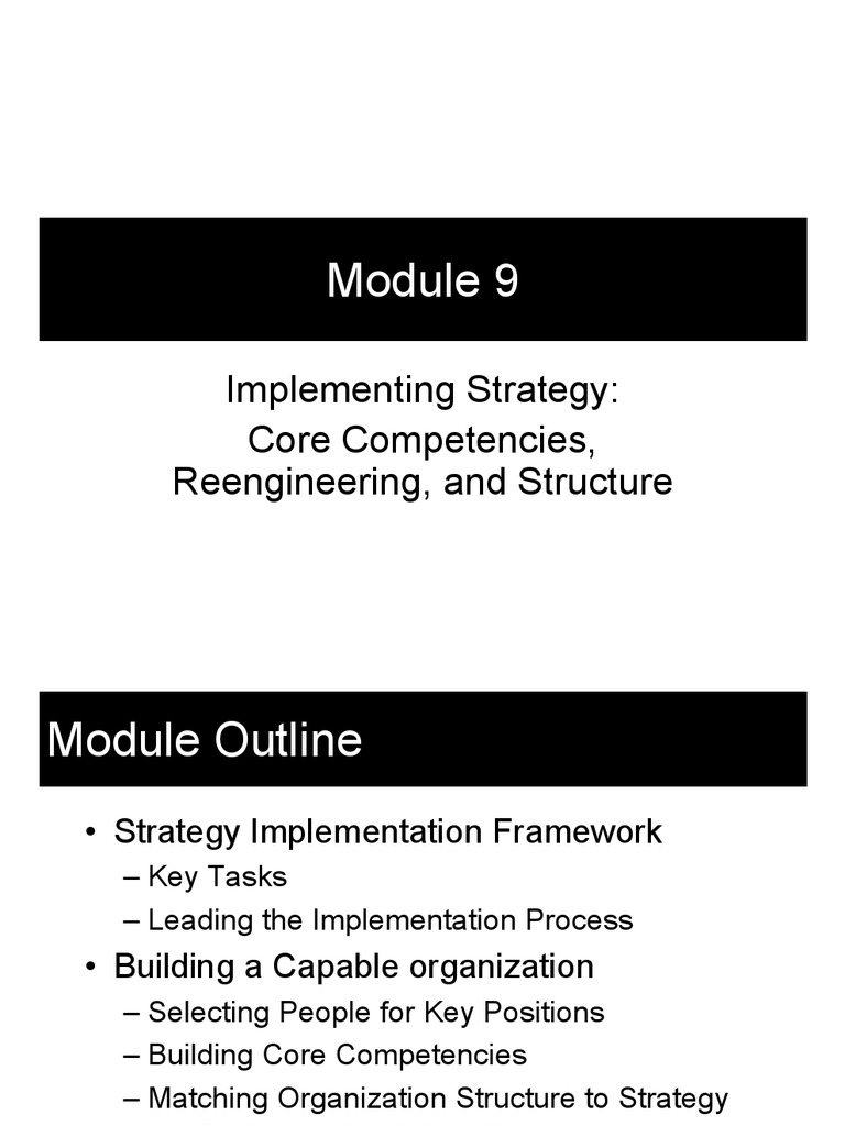 Module 9 Implementing Strategy Core Competencies Reengineering And