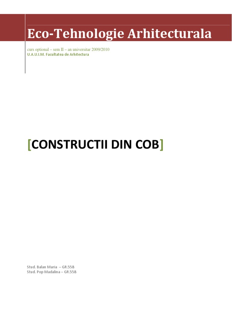Constructii Din Cob - Eseu | PDF