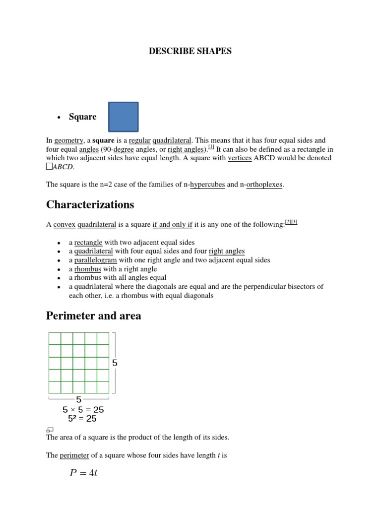 Properties of Squares and Rectangles | PDF | Rectangle | Triangle
