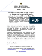 Comisión Quinta Del Senado Debate en Cartagena La Regulación de La Cadena de Combustibles en Colombia