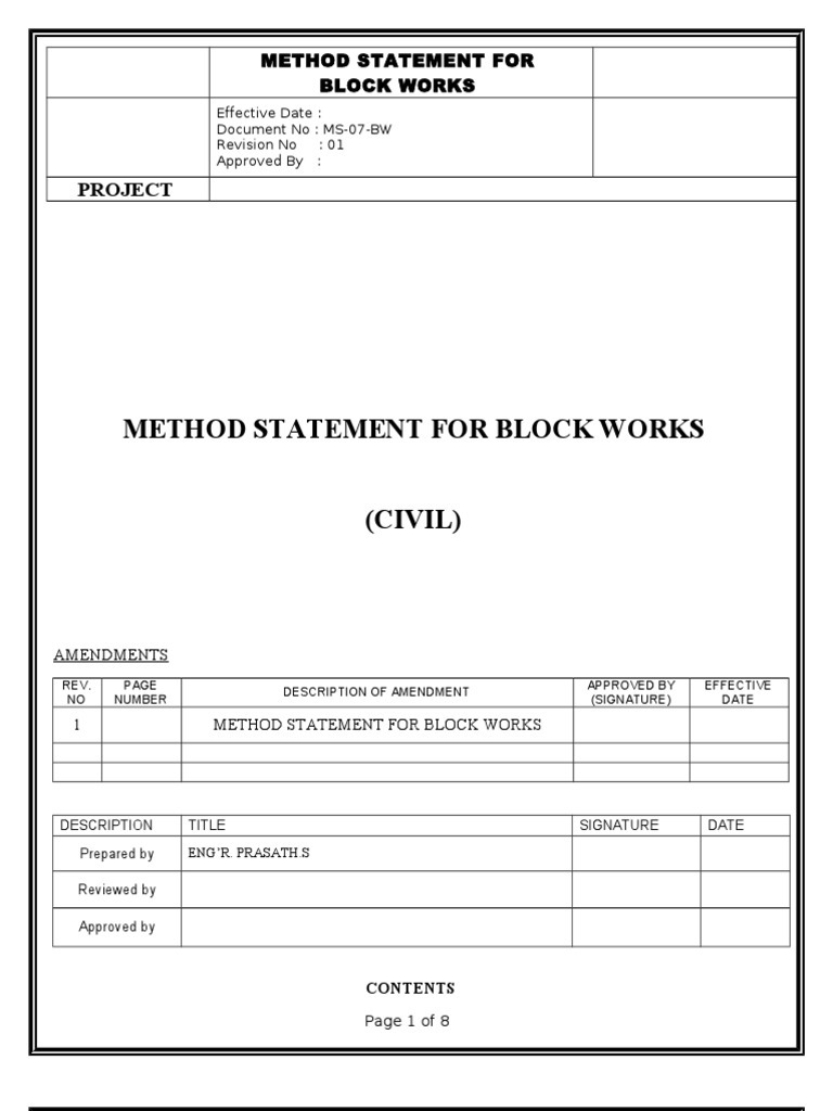 Ms For Block Work PDF Personal Protective Equipment Wall