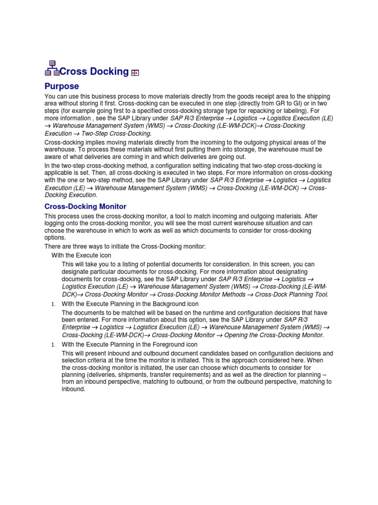 Cross-Docking Process Overview | PDF | Logistics | Warehouse