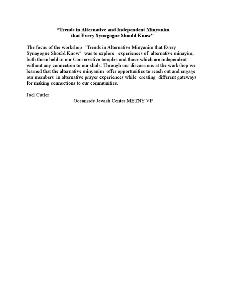 Synagogue Minyan Trends | PDF | Jewish Prayer | Synagogue