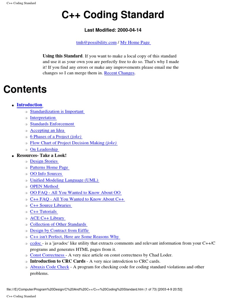 C++ Coding Standard | PDF | C++ | Class (Computer Programming)