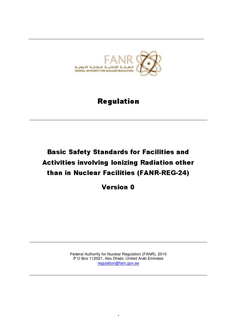 Fanr Reg 24 Eng | PDF | Ionizing Radiation | Radioactive Contamination