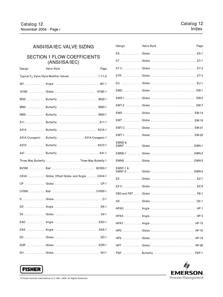 Fisher Catalog 12 CV value.pdf Valve Fluid Dynamics