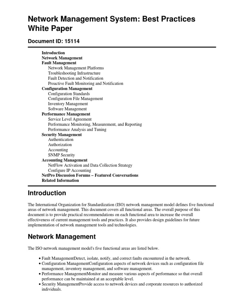Best Practices for Cisco Network Management | PDF