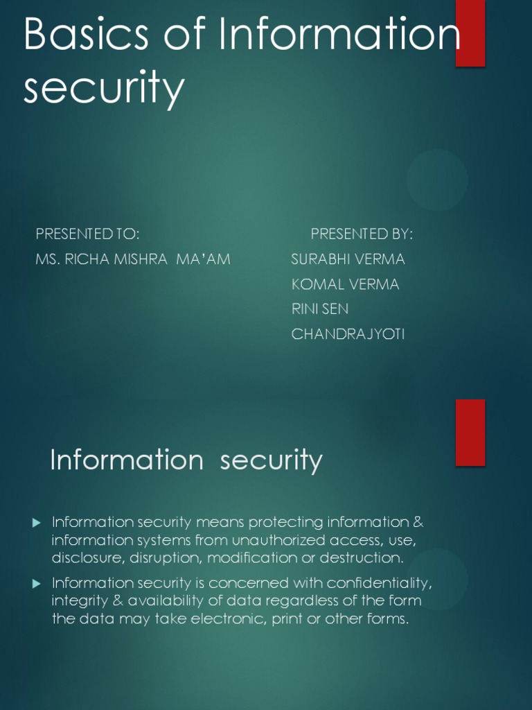 Basics of Information Security PDF Information Security Security