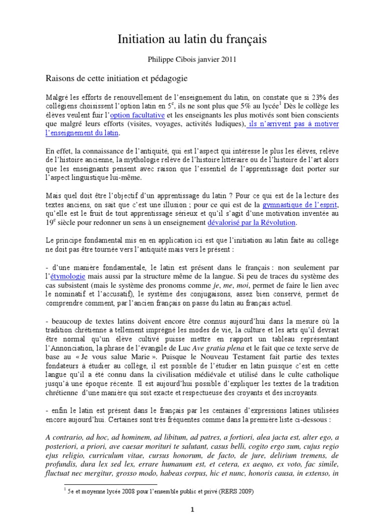 Initiation au Latin : Pédagogie et Pratiques | PDF | Genre grammatical |  Langue française