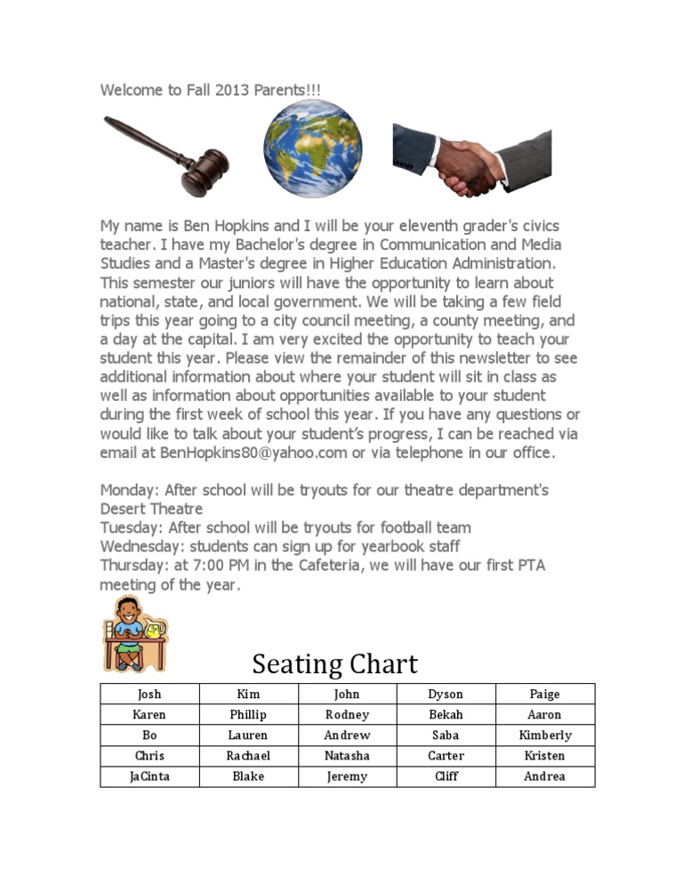 Fall 2013 Civics Class Newsletter | PDF