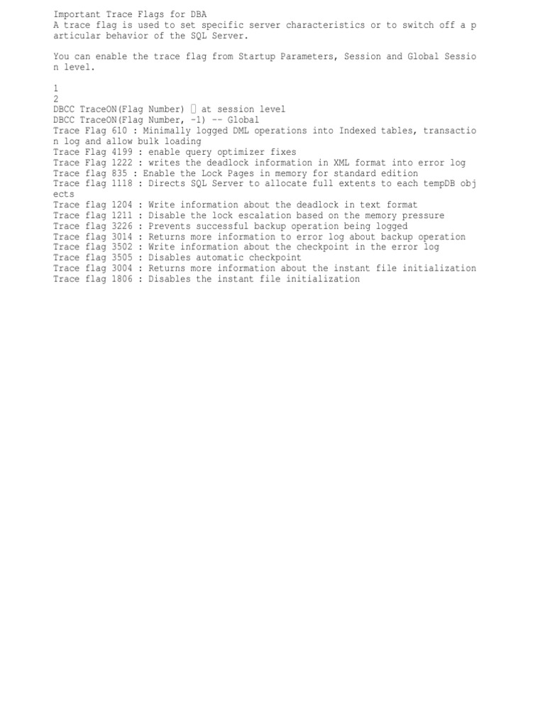 Key SQL Server Trace Flags for DBAs | PDF | Microsoft Sql Server ...