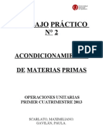 Acondicionamiento de Materias Primas