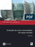 El Desafio de Crear Universidades de Rango Mundial[1]