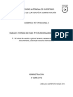 9.1.4 Letra de Cambio, Remesa Simple, R Documentaria, Cobranza Bancaria Inter.