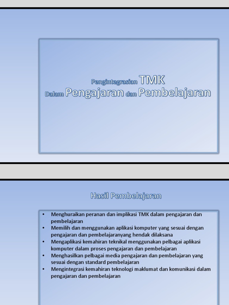 Pengintegrasian Tmk Dalam Pengajaran Dan Pembelajaran