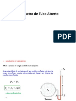 Manômetro de tubo aberto mede pressão de gás