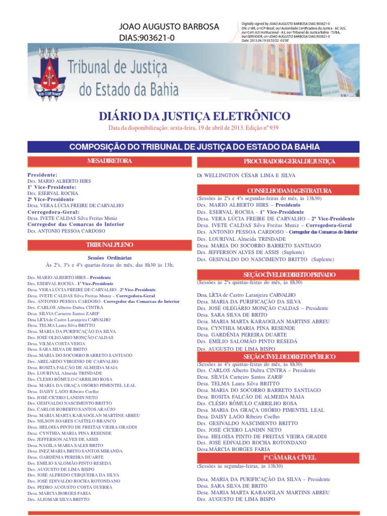 TJBA-Diário Da Justiça Eletrônico - Administrativo - 19 de Abril de 2013 |  PDF