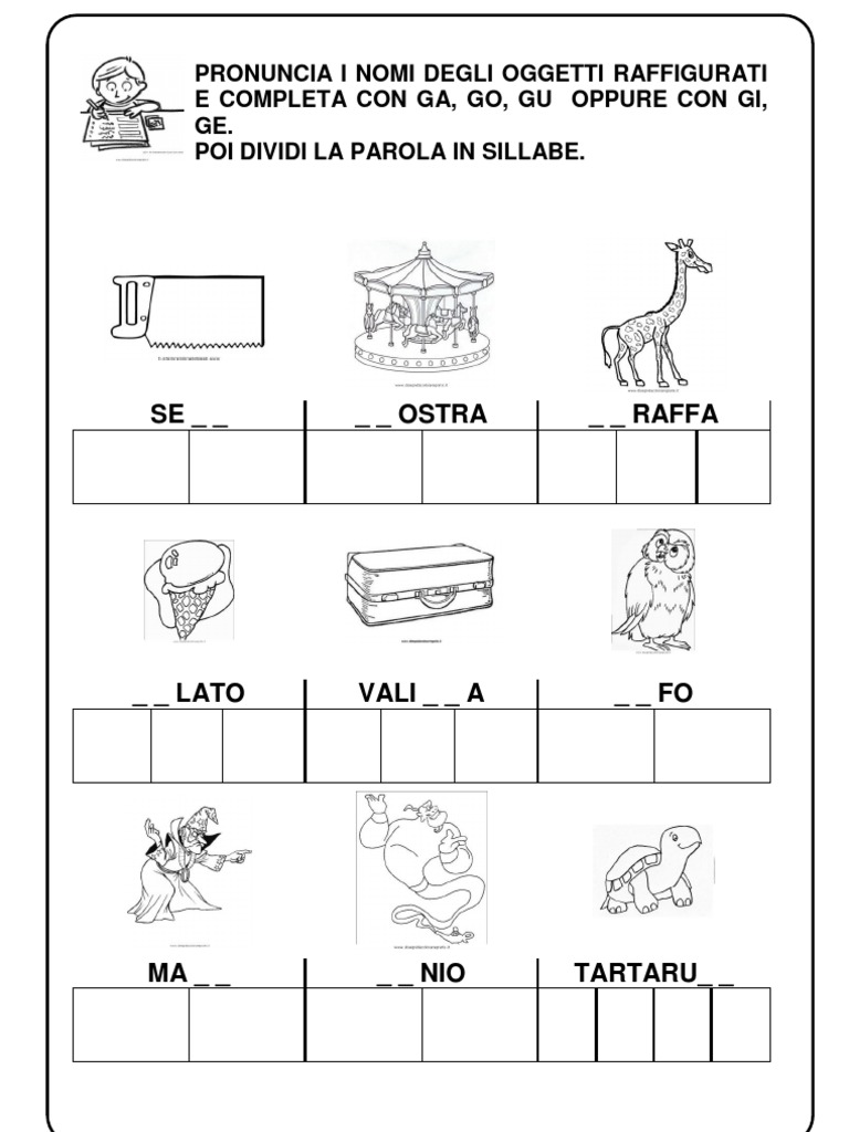 Schede Didattiche Ga Go Gu Gia Gio Giu