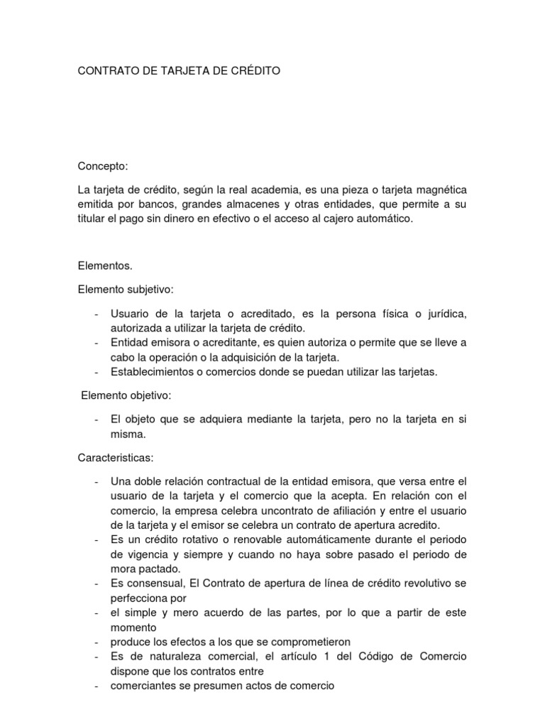 Contrato de tarjeta de crédito