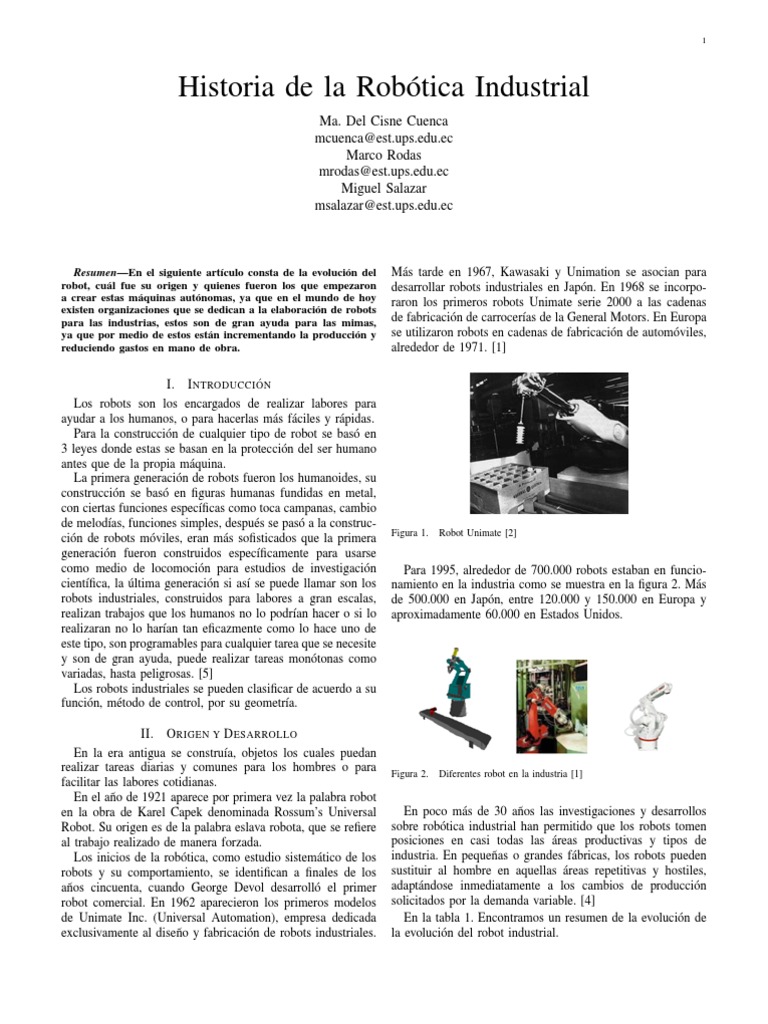 Historia de la Robótica Industrial | PDF | Robot | Robótica