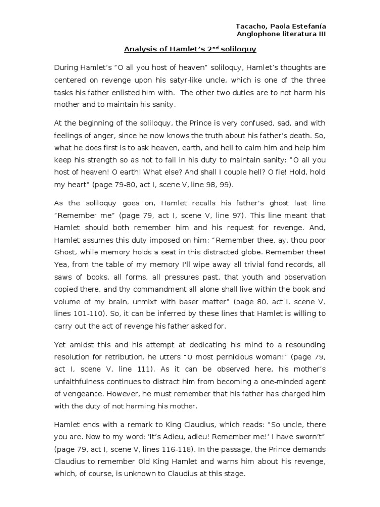 Hamlet's 2nd Soliloquy | Hamlet | Fiction & Literature