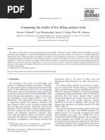 Comparing The Results of Five Lifting Analysis Tools