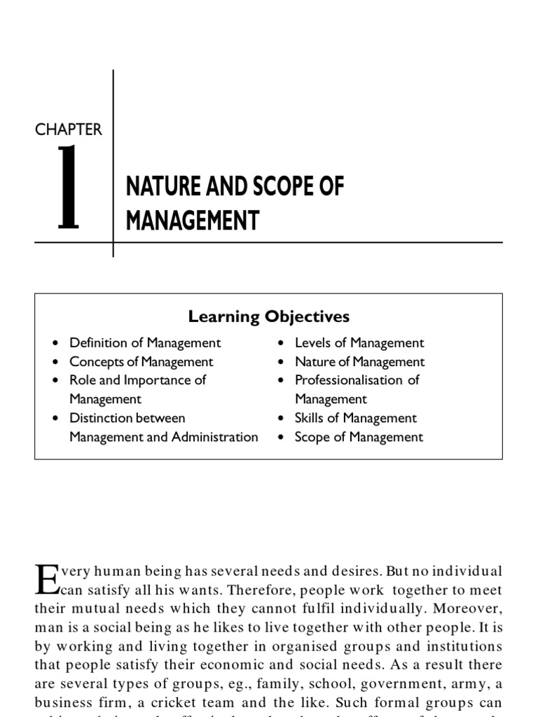 Nature and Scope of Management | PDF