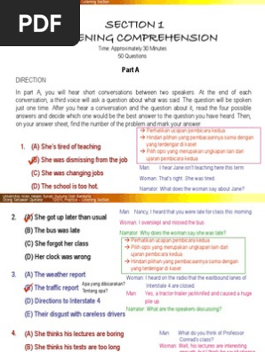 Kunci Jawaban Section 1 Listening Comprehension Ilmusosial Id