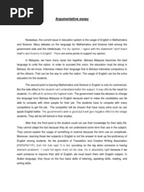 Argumentative Essay English Language Science