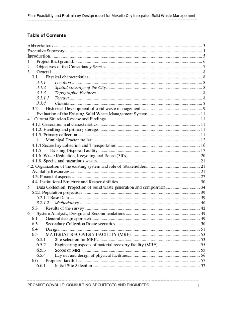 Feasibility Study Municipal Solid Waste Waste Management